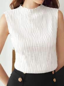 MOTF PREMIUM TEXTURED LETTUCE TRIM TANK TOP - White - View 2