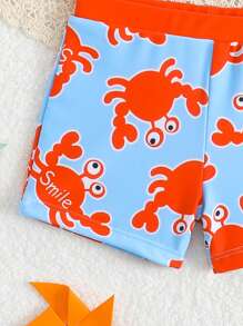 Baby Boy Swimming Suit: Top With Fixed Print/Bottom With Random Print + Swimming Cap - Multicolor - View 4