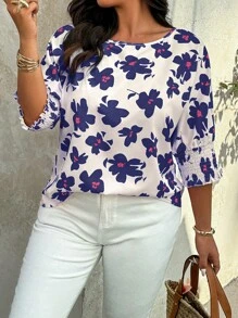 SHEIN LUNE Plus Size Casual & Vacation Style Simple Fashion Shirt, Suitable For Summer