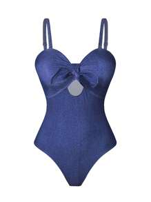 Swim Oasis Costume da bagno da donna taglie forti di alta qualità, 2 pezzi: Top con bustier e fiocco, abbinato a una lunga gonna a fantasia a righe, per vacanze in spiaggia, estate