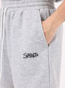 SUMWON Athletic Co-Ord Set Applique Design Loungewear Tracksuit Ultra Soft Training Workout Sport Casual Matching Set Perfect For Spring Summer Athleisure Streetwear - Grey - View 7