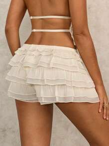 Swim Glamine Ruffled Cover-Up Top & Shorts, Simple & Fashionable, Suitable For Summer