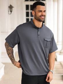 Manfinity Homme Plus Size Men's Casual Simple Fashion T-Shirt, Everyday Wear