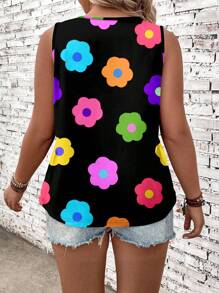 EMERY ROSE Camiseta de tirantes con estampado floral, talla grande, uso casual de verano - Multicolor - Ver 4