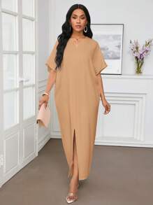 SHEIN Lady Spring And Summer Casual Elegant Work Small Size Short Sleeves Kaftan Dress Abayas Tunic Dress Women Dresses