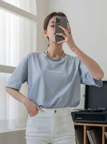 DAZY Camiseta De Hombro Caído Con Gráfico De Letra