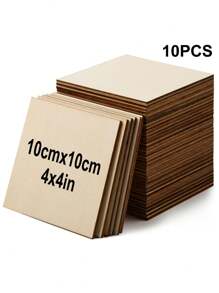 SHEIN 10/20/40pcs 4x4 Inch Wood Squares For Crafts Unfinished Wood Pieces 0.08Inch Thick Blank Basswood Sheets Natural Wood Square Cutouts Slices For Crafts Painting Scrabble Tiles Architectural Model