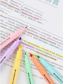 6 sztuk zakreślaczy, różne pastelowe kolory, końcówka ścięta, estetyczny zestaw zakreślaczy, na bazie wody, bez rozmazywania do dziennika, planera biblijnego, notatek, dorosłych, dzieci, studentów, biura, artykułów szkolnych (6 fajnych kolorów) powrót do szkoły