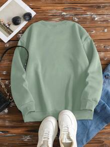 Calvaya Plus Size Women's 'MAKE Heaven Crowded' Crew Neck Sweatshirt Inspirational Christian Gift - Green - View 2