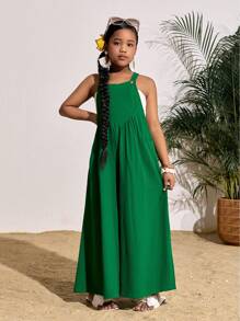 SHEIN Groene vakantie casual camisole jumpsuit voor meisjes