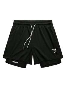 Manfinity Sport Corelite Men's Sporty Outfit Sleeveless Top And Shorts, Minimalist & Fashionable Gym Clothes, Suitable For Summer, Men Gym Set, Summer Gym Clothes, Black Gym Set, Running Set