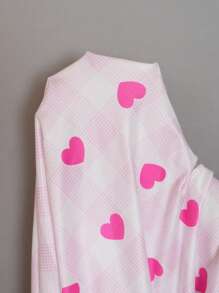 SweetSlumber Conjunto de pijama con estampado de cuadros y corazones en talla grande