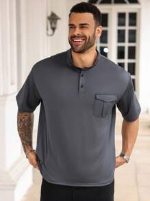 Manfinity Homme Plus Size Men's Casual Simple Fashion T-Shirt, Everyday Wear