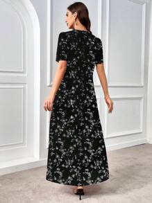 Al Najma Short Sleeve Ditsy Floral Dress, Elegant Summer