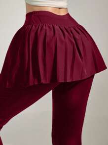 Modelyn Conjunto de falda con volantes de color liso y mallas para mujer para hacer ejercicio y fitness