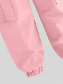 SHEIN Cartoon Character Print Round Neck Short Sleeve T-Shirt And Cargo Pants Casual Outfit For Young Girl - Multicolor - View 5