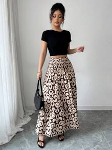 Selianne Women's Bohemian Geometric Print High Waisted A-Line Skirt Fall Cloth For Women - Multicolor - View 4