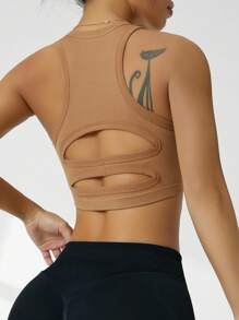 Easithlete Seamless Sports Tank Top, Simple & Fashionable, Suitable For Summer - Khaki - View 5