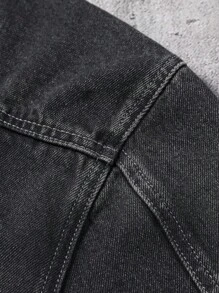 Manfinity EMRG Men's Washed Khaki Casual Loose Denim Jacket - Light Grey - View 6