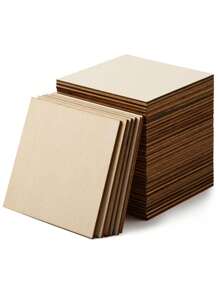 SHEIN 10/20/40pcs 4x4 Inch Wood Squares For Crafts Unfinished Wood Pieces 0.08Inch Thick Blank Basswood Sheets Natural Wood Square Cutouts Slices For Crafts Painting Scrabble Tiles Architectural Model