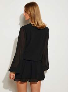 COSMINA Vestido informal de manga farol de unicolor y mini longitud, apto para ir al trabajo