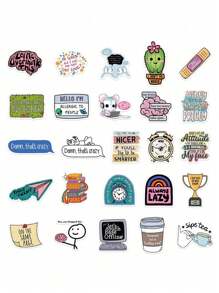 SHEIN 50pcs Funny Sarcastic Stickers Waterproof Cartoon Gifts For Journal Scrapbook Water Bottles Laptop Bumper Water Bottles Computer Phone And Decals