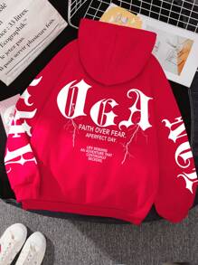 SHEIN EZwear Casual Minimalist Sweatshirt, Suitable For Summer Graduation,Back To School,Graduation,Teacher,Back To School Pullover Fall - Red - View 2