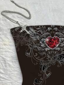 INAWLY Top tubo vintage sexy con estampado gótico para mujeres