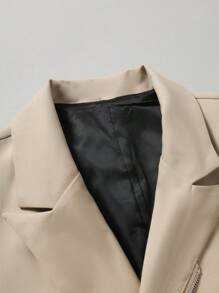 Calvornis Plus Size Men Full Zip Front Jacket And Long Pants Suit Set, Minimalist - Khaki - View 3