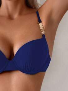 Women's Solid Color Bikini Set, For Vacation & Beach For Summer