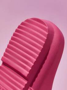 THE POWERPUFF GIRLS X SHEIN Oversized Bow Cute Cartoon Bubbles White Ladies Slippers, Lightweight EVA Material, Suitable For Indoor And Outdoor Wear For Casual Beach Style,Y2K - Hot Pink - View 11