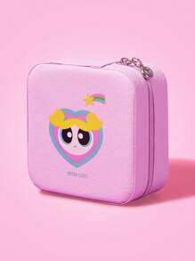 THE POWERPUFF GIRLS X SHEIN Fashionable Bubbles Pattern Jewelry Travel Organizer - Pink - View 2
