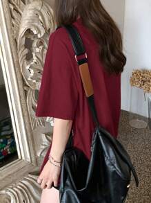 DAZY 夏季短袖超大T恤，带字母印花，学院风上衣