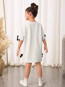 SHEIN Vestido camiseta de punto holgado de unicolor con cuello redondo para niña casual