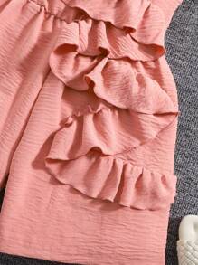 Young Girls' Sleeveless Solid Color Round Neck Simple Fashion Jumpsuit, Suitable For Summer - Pink - View 6