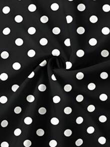 Chiquease 女士宽肩带黑白波尔卡圆点印花休闲度假海滩优雅吊带复古可爱淑女约会情人节长裙