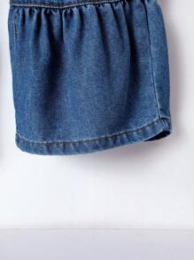 SHEIN Quần Jeans Ống Loe Viền Xếp Nếp Phía Trước Cho Bé Gái Quần Jeans Ống Rộng Cho Bé Gái Quần Jeans Ống Rộng Cho Bé Gái Quần Jeans Ống Rộng Cho Bé Gái - Rửa trung bình - Xem 6