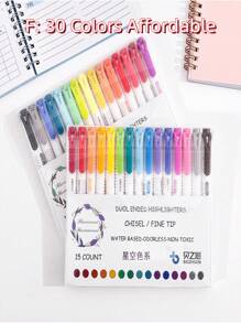 Double Headed Fluorescent Pen Retro Marker Pen Macaron Color Marker Pen Light Colored Student Key Hand Accounting Pen Back To School - Multicolor - View 7