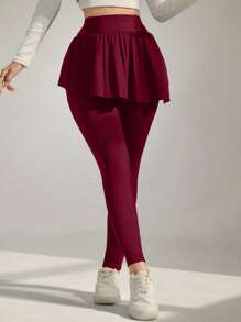 Modelyn Conjunto de falda con volantes de color liso y mallas para mujer para hacer ejercicio y fitness