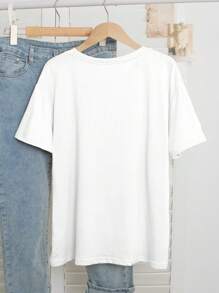 Women's Round Neck T-Shirt With Lemon Fruit Graphic Print - White - View 2