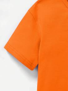 SHEIN LMoss Kids 女婴休闲简约短袖服装，适合春夏季 - 橘色 - 查看 5