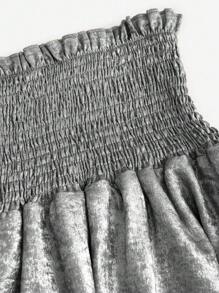 Olithes Falda mini de línea A con volantes en la cintura y el bajo de unicolor para fiestas y eventos del Año Nuevo - Plateado - Ver 4