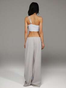 SHEIN Unity Fashionable Vacation Versatile Cropped White Camisole, One-Shoulder Tank Top - White - View 2