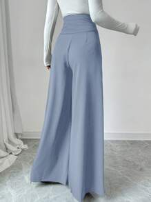 Firerie Pantalones negros de tiro alto y pierna ancha para mujer que estilizan la figura, ideales para la oficina