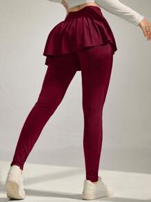 Modelyn Conjunto de falda con volantes de color liso y mallas para mujer para hacer ejercicio y fitness