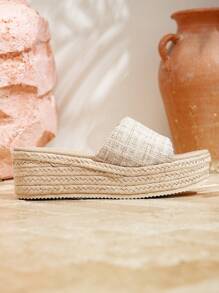 Styleloop Women's Bohemian Style Canvas Wedge Lace-Up Sandals - Apricot - View 5