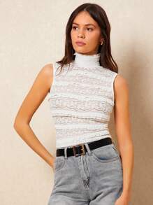 Poéselle Stylish Stand Collar Lace Crop Top - A Chic Addition To Your Everyday Wardrobe,Summer Women,Western Wear Women,Boho,Hippie - Apricot - View 1