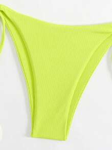 SHEIN Swim 女士两件套泳衣 - 三角形上衣和丁字裤 - 青檸色 - 查看 6