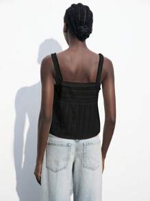 Maija Women's 2025 Summer Black Tassel Camisole Top, Front Open Design, Casual Business Daily Commute, Elegant For Beach Resort, Wedding Guests, Country Music Festival, Brunch, Airport, 90s Retro