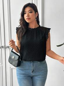 SHEIN Frenchy Ärmelloses Hemd Einfarbig in Große Größen, einfach und modisch für den Sommer